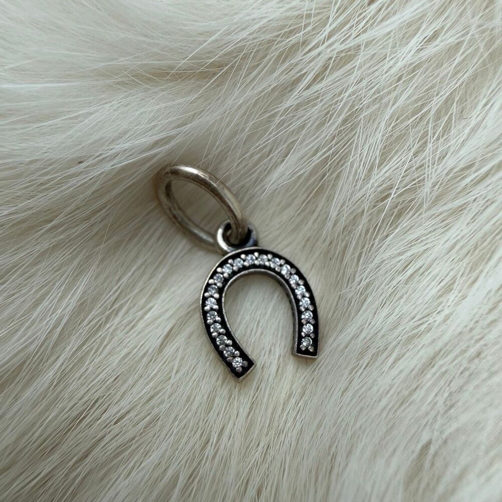 Authentic Pandora Silver Hanging Symbol of Luck Horseshoe CZ Pendant 791306CZ